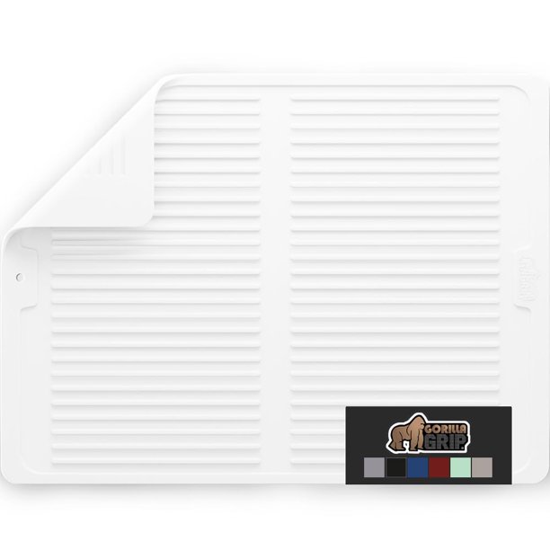 Alfombrilla de silicona para secar platos Gorilla Grip, 100% libre de BPA, color blanco