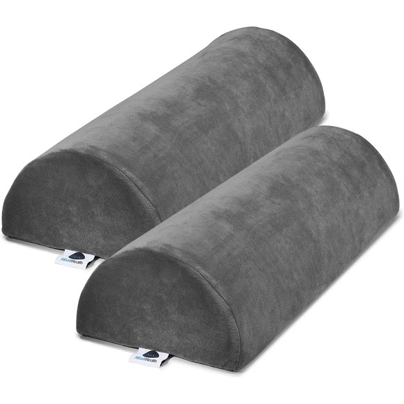 Almohada Bolster Health Large Half Moon, paquete de 2 unidades, color gris