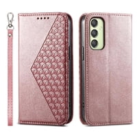 Funda Flip Foxdock Para Samsung Galaxy A25 , Estilo Billetera Con Diseño Rombo, Correa De Mano Y Soporte, Uso Diario