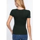 thumbnail image 4 of Saronite Camiseta Básica de Algodón Acanalado, Manga Corta, Cuello en V, Verde Oscuro (para Mujer), 4 of 4
