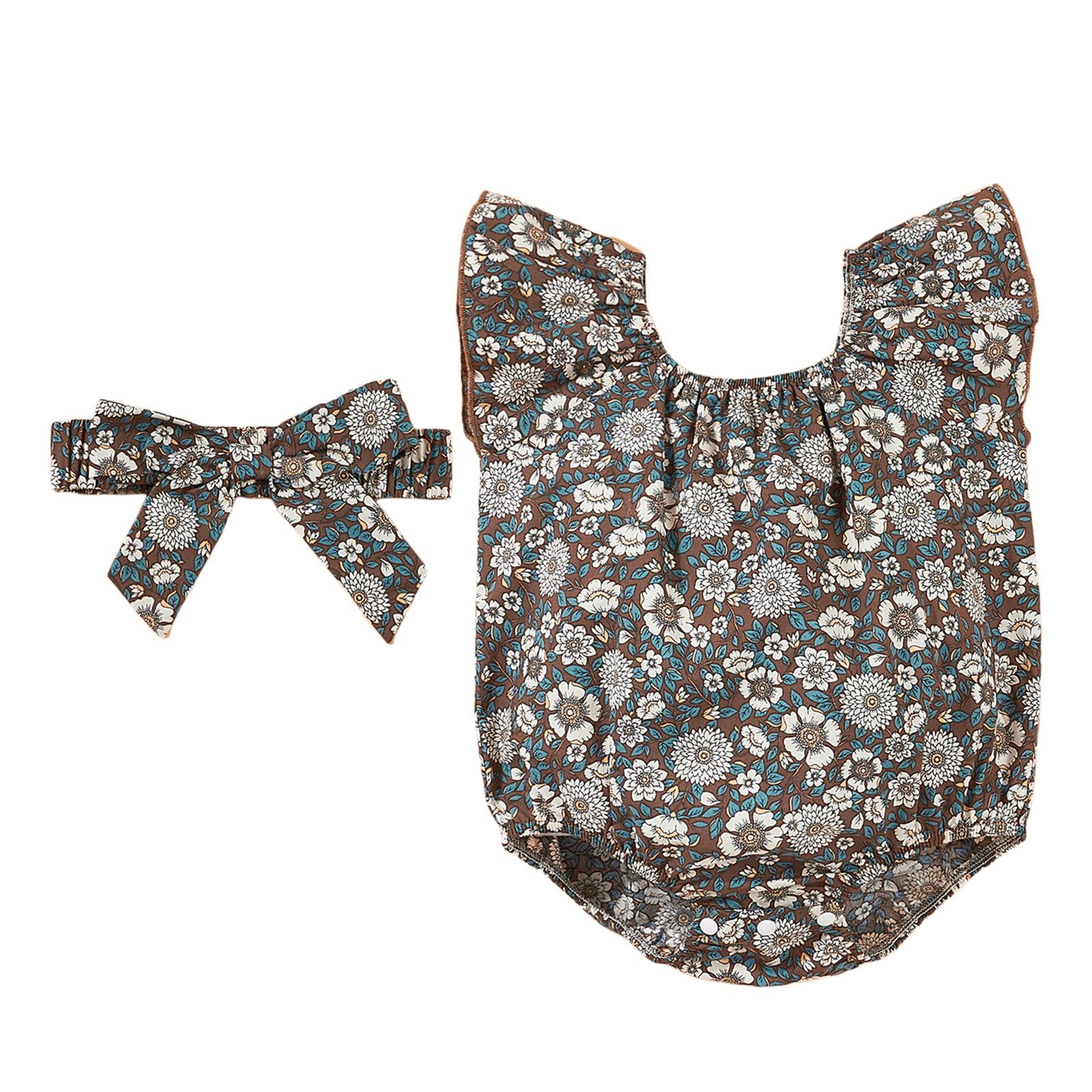 Magideal - 2x Traje Infantil Para Niña, Mono Sin Mangas, Diadema, Mono Con Volantes, Peleles Para Recién Nacido, Para Club, Vacaciones De Pascua, Fiesta De Sueño 1 A 3 Meses