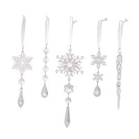 Magideal - 5 Uds. De Carámbanos Colgantes Acrílicos Con Forma De Copos De Nieve Transparentes Con Purpurina, Suministros Para Fiestas, Decoraciones Para Árboles Blanco