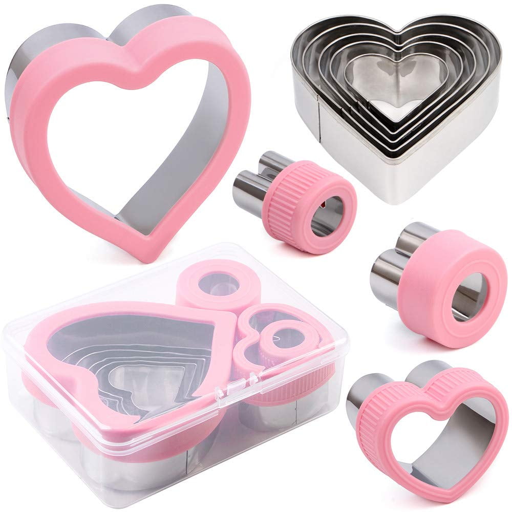 Bakingworld - Juego De Cortadores De Galletas Heart De Acero Inoxidable 9 Piezas
