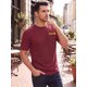 thumbnail image 4 of INSPIRE CHIC Camiseta de Hombre Casual con Cuello Redondo y Bolsillo en el Pecho de Manga Corta Elástica M Roja, 4 of 5