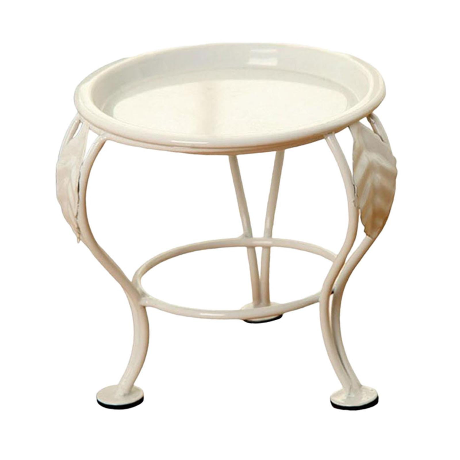 Magideal - Estante Redondo De Metal Para Exhibición De Plantas, Soporte Para Trípode, Estante De Almacenamiento Multifuncional Para Macetas De 5,3x5,3 Pulgadas Blanco