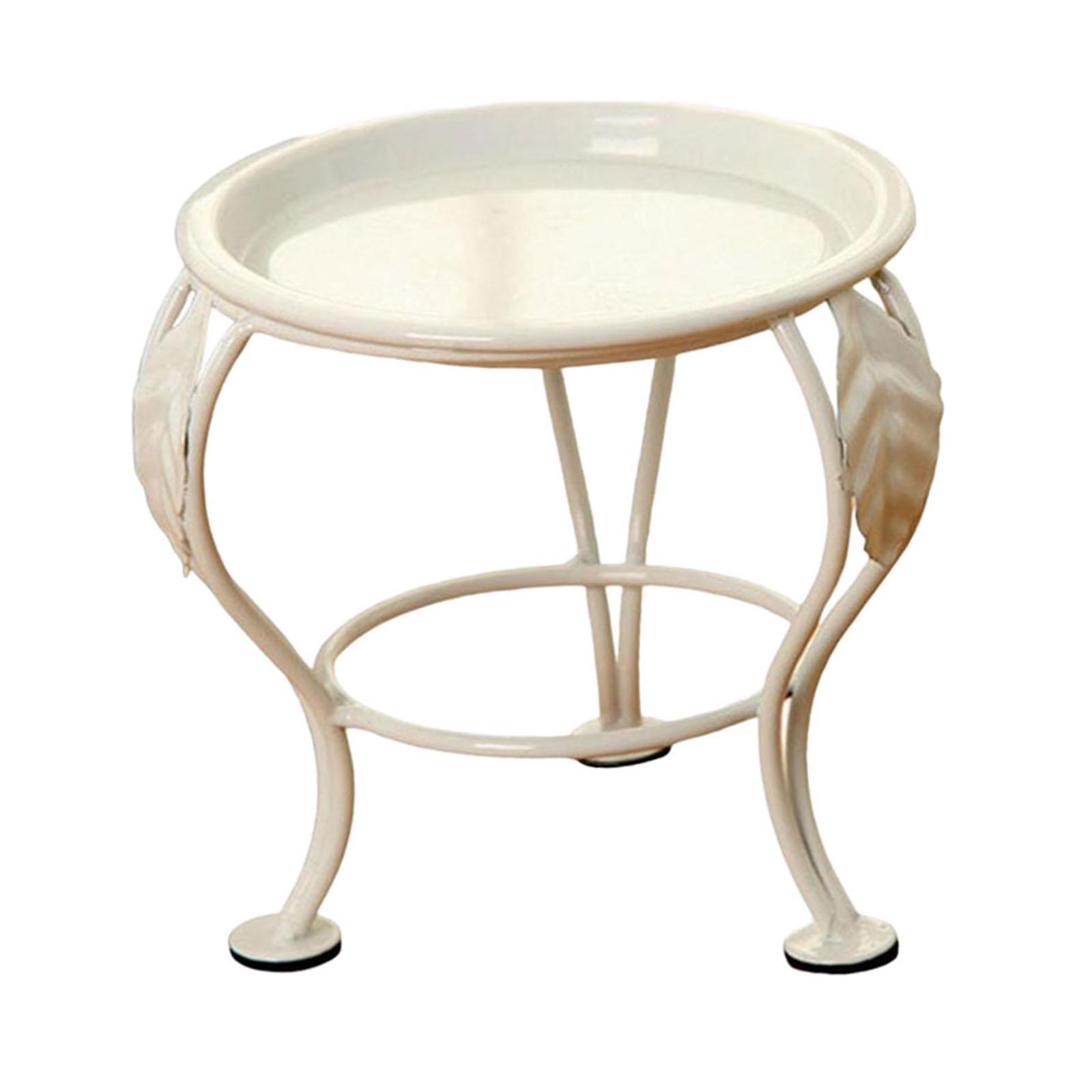 Magideal - Estante Redondo De Metal Para Exhibición De Plantas, Soporte Para Trípode, Estante De Almacenamiento Multifuncional Para Macetas De 5,3X5,3 Pulgadas Blanco