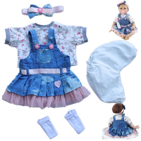 Maihao - Set De Ropa Para Reborn Baby Doll Girl De 43 A 56 Cm Con Falda Vaquera