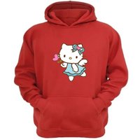 Genérico - Polerón Canguro Gatita Kitty Rojo Talla Xl Unisex