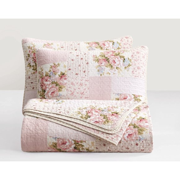 Juego de edredón Chezmoi Collection Rosy Queen, 3 piezas, algodón