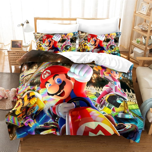Gamer Mario Duvet Cover Cartoon Super Mario Bedding SetBedspread Pillowcase Bed Clothes Kids Boys Bed Bedroom Set Bed Sheets