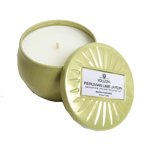 Mini lata Candle Voluspa con lima peruana Jardin