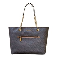 Cartera Michael Kors Bolso Tote De Mujer Signature De Lona Con Cadena, Café