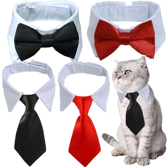 Conjunto de pajarita y corbata para mascotas, cuello formal ajustable Yosbabe