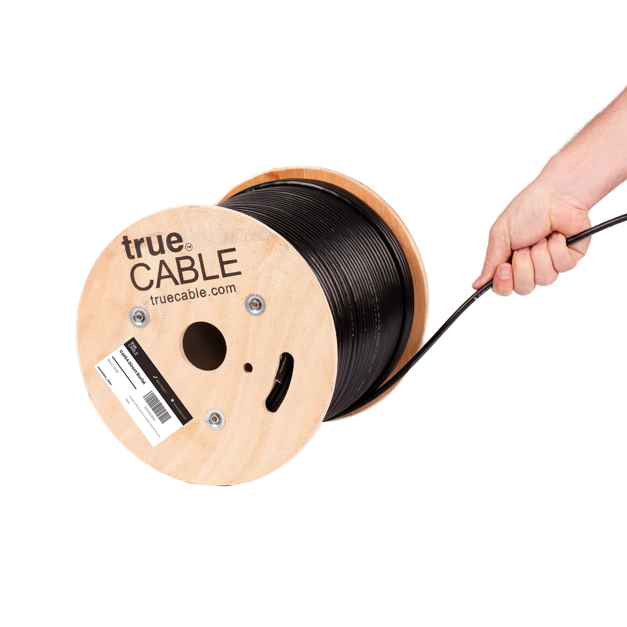 Cable Ethernet True Cable Cat6a Direct Burial, 500 Pies, Negro