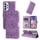 thumbnail image 1 of Funda tipo cartera FOXDOCK para Samsung Galaxy A23 4G/5G , diseño girasol en relieve, cuero PU, cierre magnético, soporte y tarjetero, 1 of 5