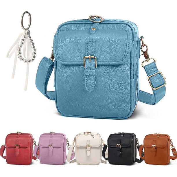 Bolso bandolera mujer retro piel sintética hombro mensajero cartera integrada ranuras tarjetas antirrobo