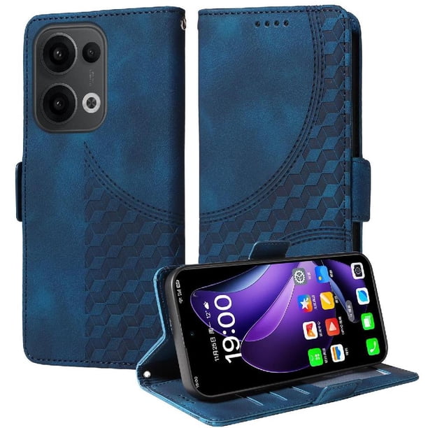 Carcasa FOXDOCK OPPO Reno 14 5G de cuero PU, diseño acolchado clásico, protección contra caídas y rayones