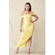 thumbnail image 1 of Saronite Vestido Midi Entallado de Malla con Cuello Alto, Tirantes Ajustables en la Espalda y Cremallera en los Hombros, Color Amarillo (para Mujer), 1 of 3