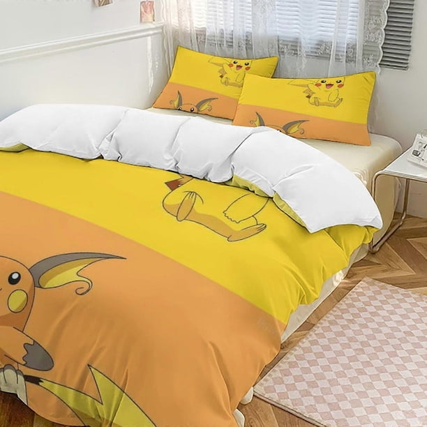 Funda Nórdica Pichu Para Cama Divertida De Dibujos Animados De Anime Ligera De 3 Piezas Edredón Fundas