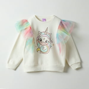 Poleron Niña Vuelitos Blanco Unicornio