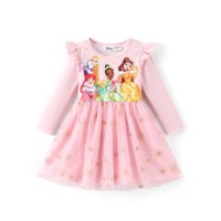 Vestido De Princesa Disney Para Niña Pequeña, Tul Rosa, Manga Larga