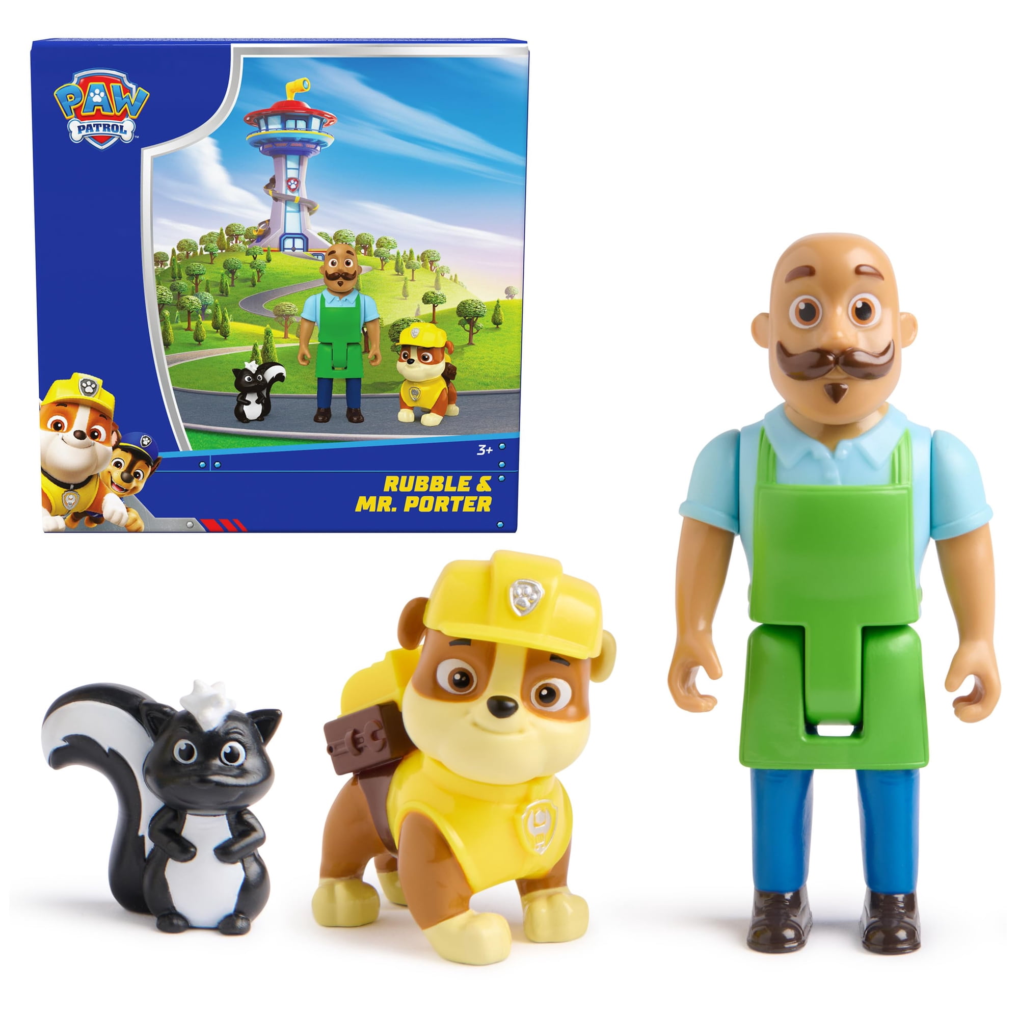 Paquete De Figuras Paw Patrol Rubble & Mr. Porter Con Skunk Toy 3+
