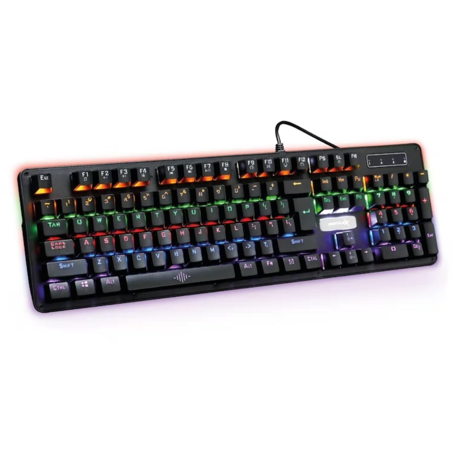 Reptilex - Teclado Mecanico Gamer Usb Rgb 104 Teclas Negro