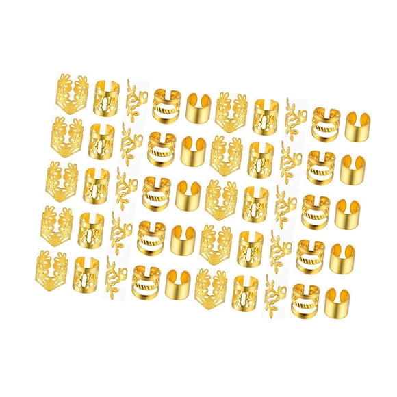 40 Piezas Dreadlocks Beads Aros para Trenzas Joyería de Cabello Moda Aleación Duradera Apertura Ajustable Adecuado para Jóvenes Fiestas Uso Personal Oro 50 piezas