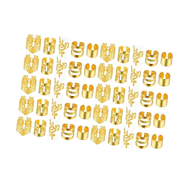 40 Piezas Dreadlocks Beads Aros para Trenzas Joyería de Cabello Moda Aleación Duradera Apertura Ajustable Adecuado para Jóvenes Fiestas Uso Personal Oro 50 piezas