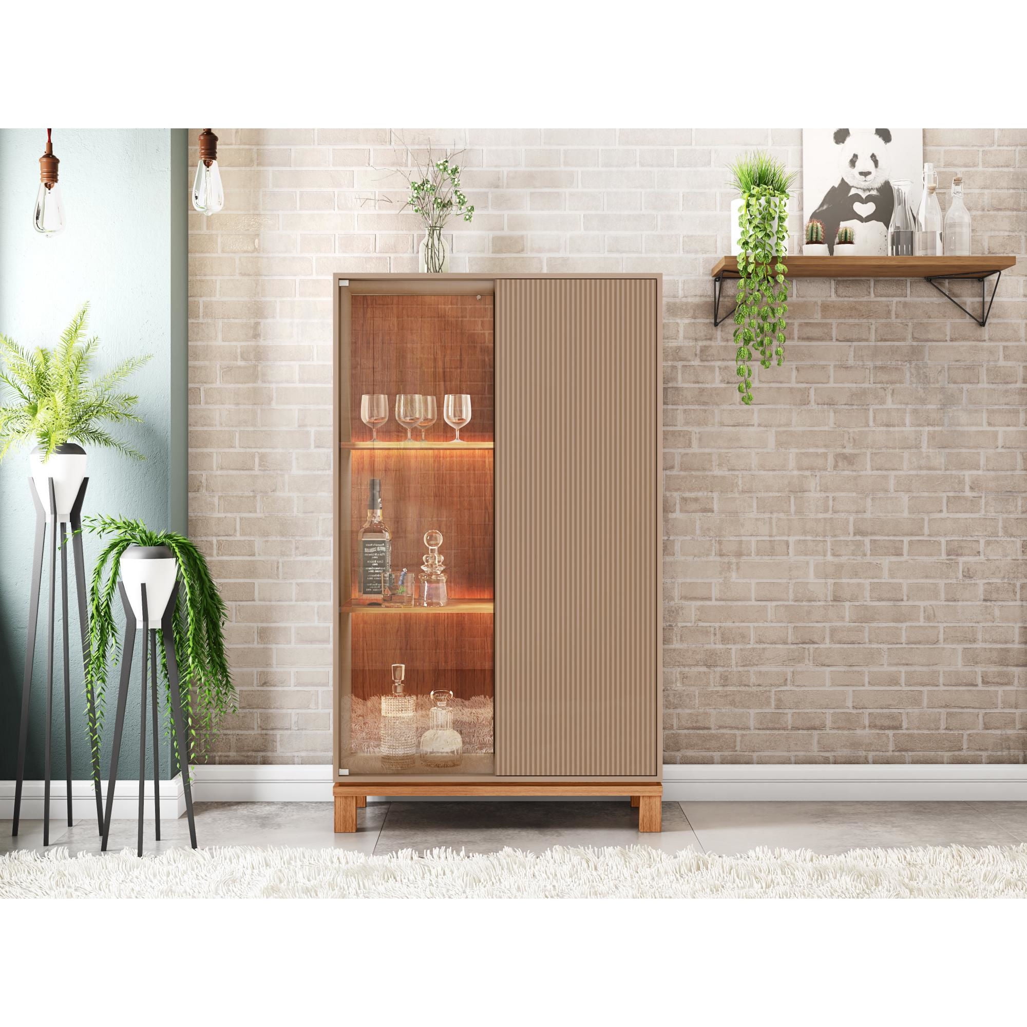 Decocasa - Vitrina Mondrian Gris - Castaño