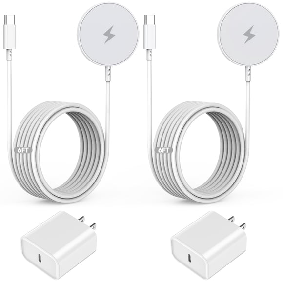 Cargador magnético JUPAZIP, paquete de 2 unidades, 1,8 m, USB C PD, 20 W, rápido