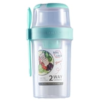 Magideal - Recipiente Para Ensalada Para Almuerzo, Tazas Para Desayuno, Taza De Ensalada Portátil Para Frutas Y Verduras Con Tenedor, Taza De Postre Para Trabajo Verde