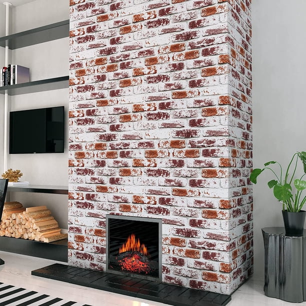 1pc Red Vintage Brick Self-Adhesive Waterproof Wallpaper, Peel And Stick, Removable Wallpaper For Room Backdrop, Furniture Appliance Refurbishment, Home Improvement