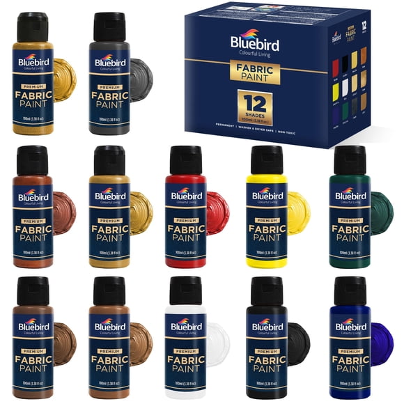 Pintura para tela BLUEBIRD 12 piezas de 100 ml permanente para ropa