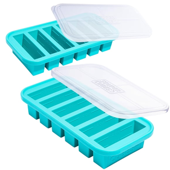 Moldes de silicona para congelador, cubos, 125 ml, paquete de 2 con tapa