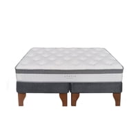 5° Sueño - Cama Europea Stella 2 Plazas 150X190 Cm Base Colchón Madera Gris
