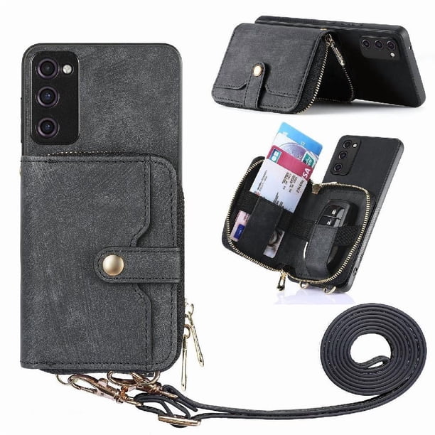 Funda Tipo Cartera con Correa Cruzada para Samsung Galaxy S20 FE Protección Contra Golpes Negro