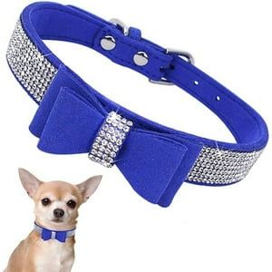 Veat00L - Collar De Perro De Diamante De Agua Con Lazo, Collar De Perro, Selección De Materiales De Alta Calidad, Suave Y Transpirable, Botón De Seguridad Ajustable, Diamante De Agua Brillante, S