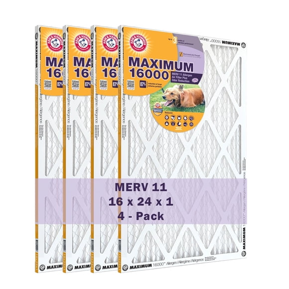 Filtro de Aire Arm & Hammer Max Allergen MERV 11 16x24x1 Paquete de 4