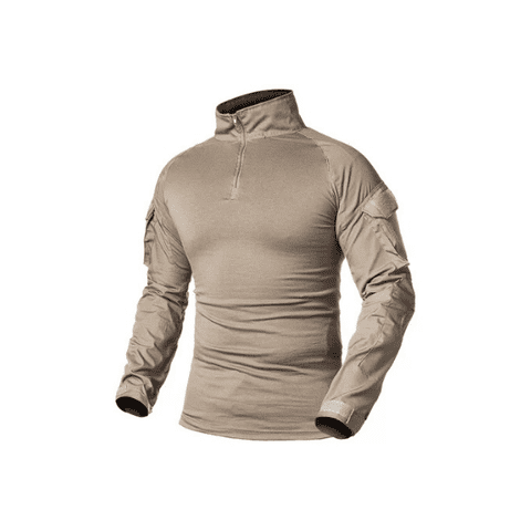 Genérico - Polera Táctica Combat Shirt Militar Airsoft, Color Beige, Talla S
