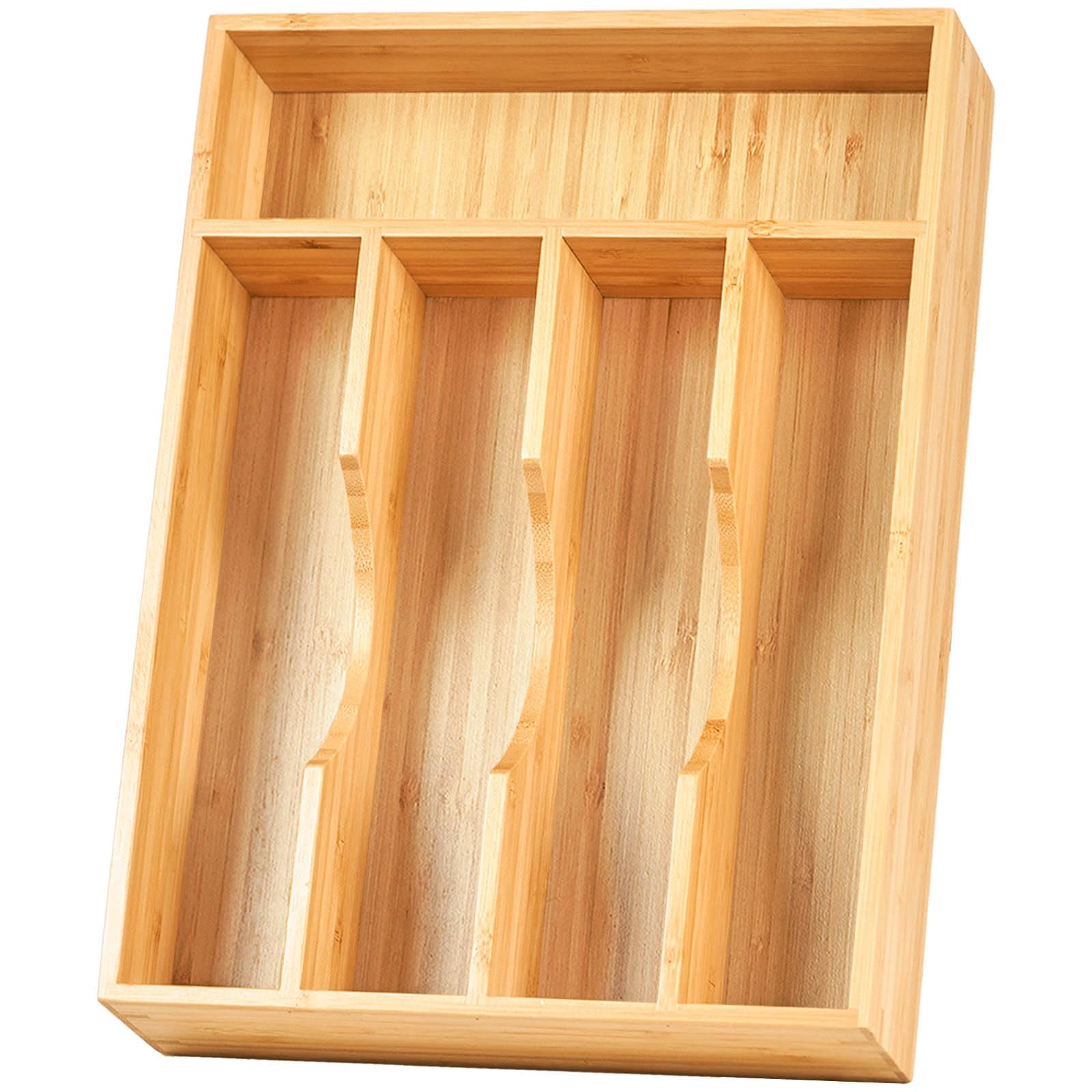 Organizador De Cajones De Cocina Umilife, Bandeja De Bambú Para Cubiertos De 23 Cm