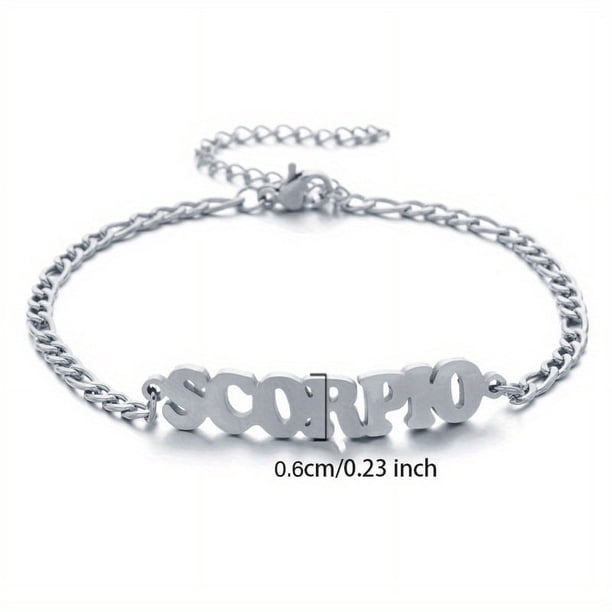 1pc Stainless Steel Fashion New Zodiac Letter Pendant Bracelet Jewelry Gift Birthday Gift
