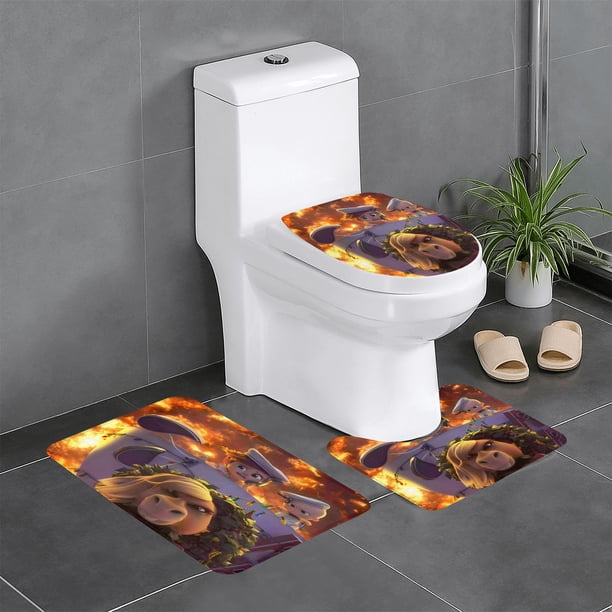 Jefe Bebé Niña Blanca Juego de 3 alfombras de baño de coral fleece: tapete de baño + alfombra de inodoro en forma de U + funda de tapa de inodoro en forma de O