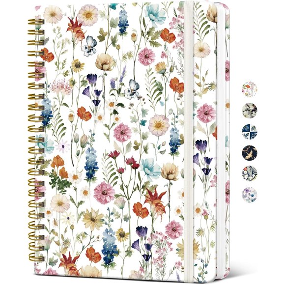 Taja Spiral Lined Journal for Women, Pretty Hardcover Journal