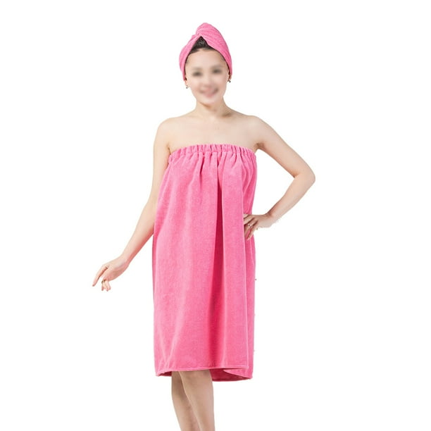 Conjunto de bata de spa para mujer, toalla de baño de microfibra suave, acogedora y absorbente con gorro turbante para secar el cabello.