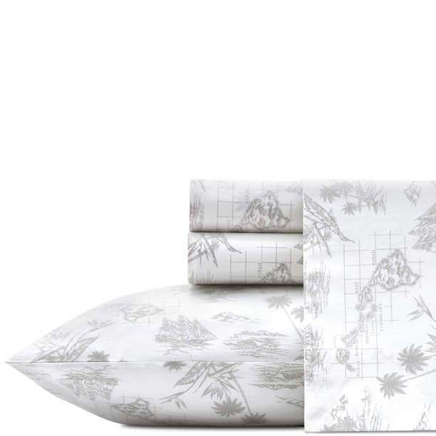 Juego de ropa de cama Tommy Bahama Queen, algodón percal, diseño vintage con diseño de mapa