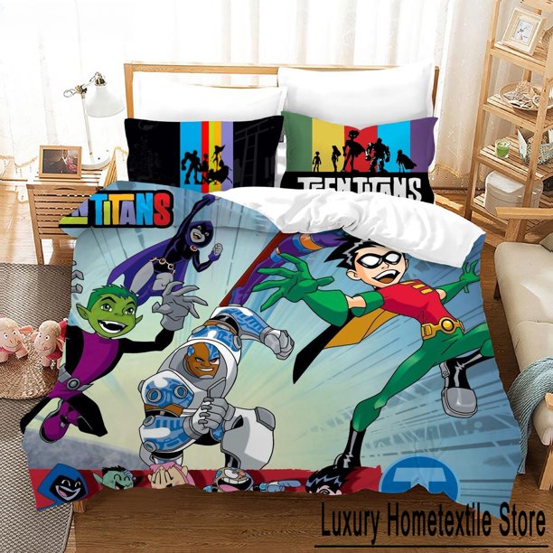Teen Titans Go Bedding SetsQuilt Bed Cover Duvet Cover Pillow Case-3 Pieces Sets Us_Europe_UK Size Adult Children Bed Sheets