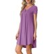 thumbnail image 4 of INSPIRE CHIC Vestido de Dormir para Mujer con Cuello en V, Manga Corta, Abertura Lateral y Ribete en Contraste para Primavera Verano 2XL Gris Púrpura, 4 of 6