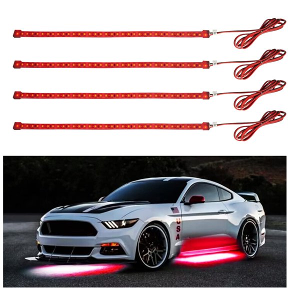 Tira de luces LED YM E-Bright de 30 cm a prueba de agua para coche, color rojo x4
