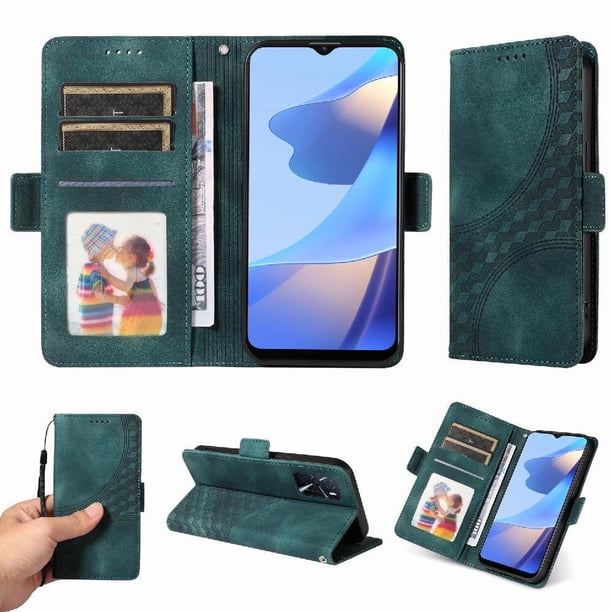 Carcasa FOXDOCK OPPO A54s de cuero PU, diseño acolchado clásico, protección contra caídas y rayones